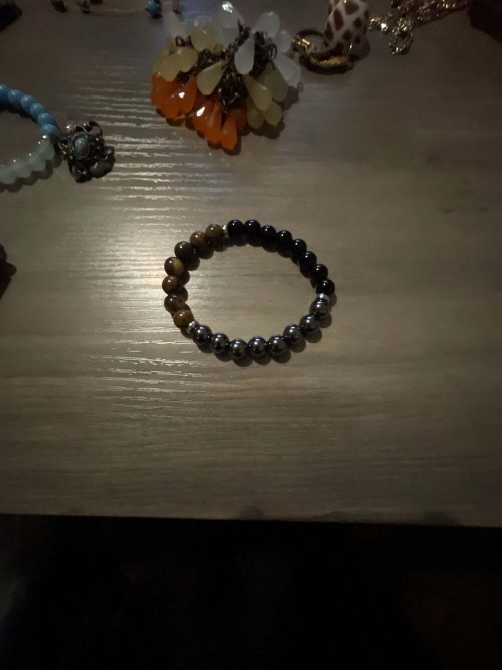 Triple Protection Beaded Bracelet Tiger Eye Obsidian Hematite